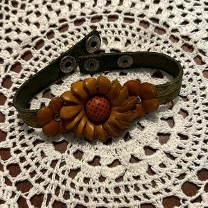 Leather Artisan Sunflower Bracelet